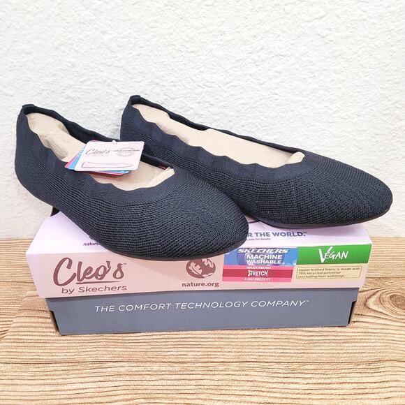 Skechers Cleo 2.0 Love Spell Women’s Size 7 Wide Black Memory Foam Slip On Shoes - Picture 1 of 7